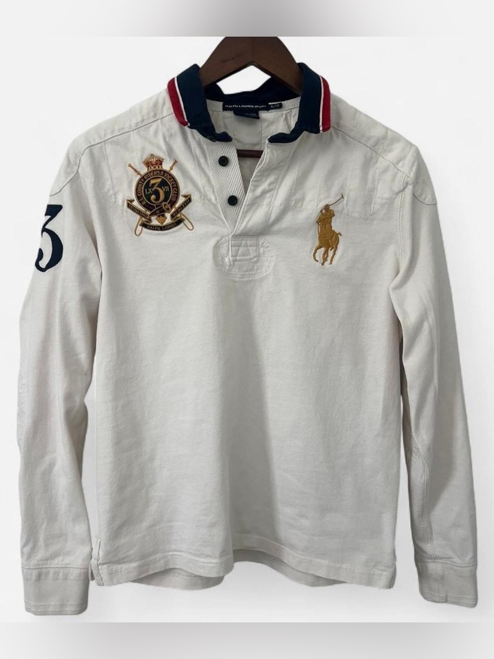 Ralph Lauren #3 Sport R.L. County Riders and Jocky Club White Polo Shirt XL